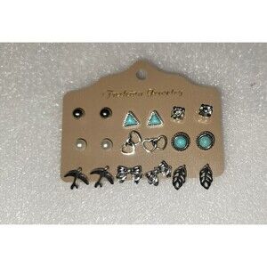 New 9 pair of Silver Toned Earrings